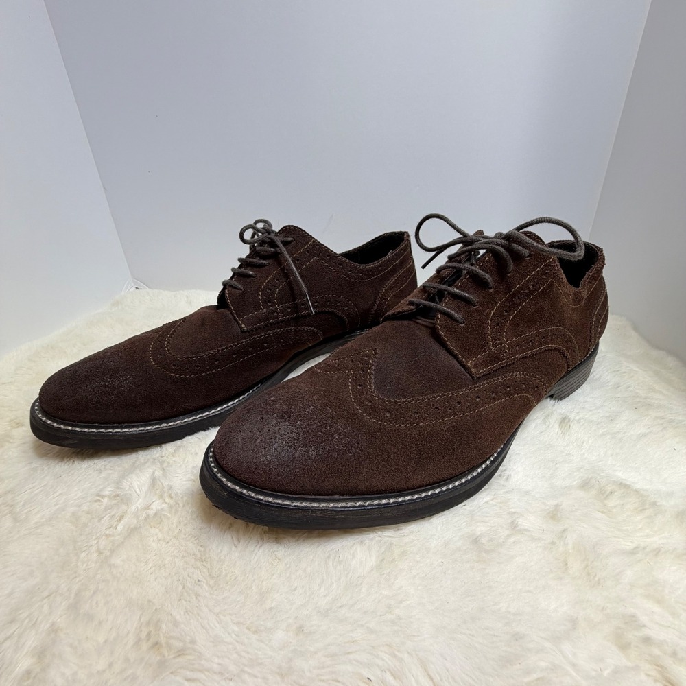 1901 Mason Men's 13M Dark Brown‎ Suede Wingtip Oxford Dress Shoes Brogue Leather
